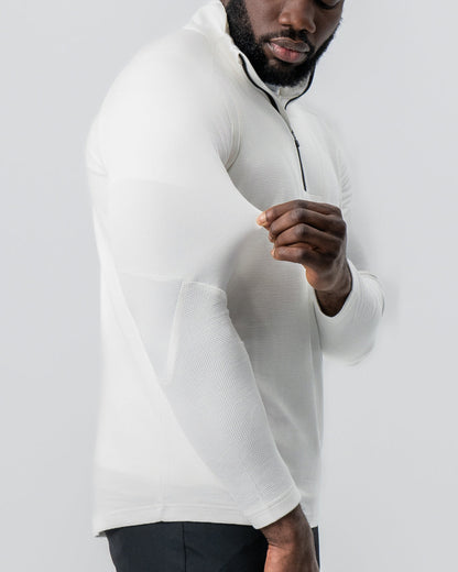 State & Liberty Waffle Knit Quarter Zip - Solid Cream