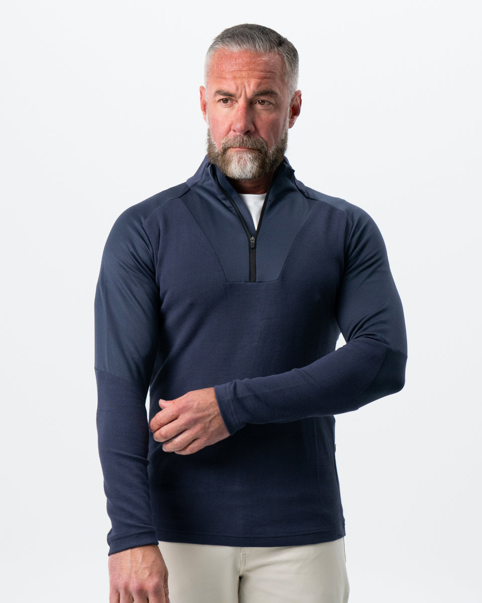 State & Liberty Waffle Knit Quarter Zip - Navy