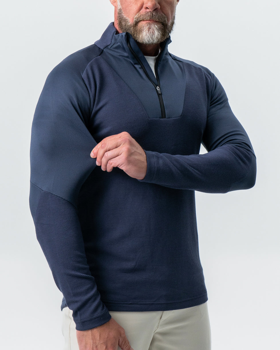 State & Liberty Waffle Knit Quarter Zip - Navy