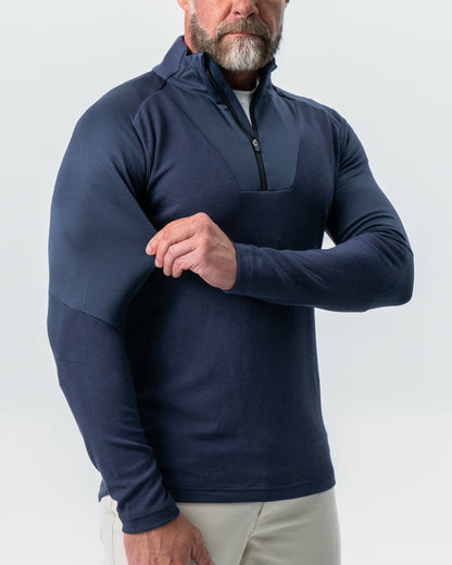 State & Liberty Waffle Knit Quarter Zip - Navy