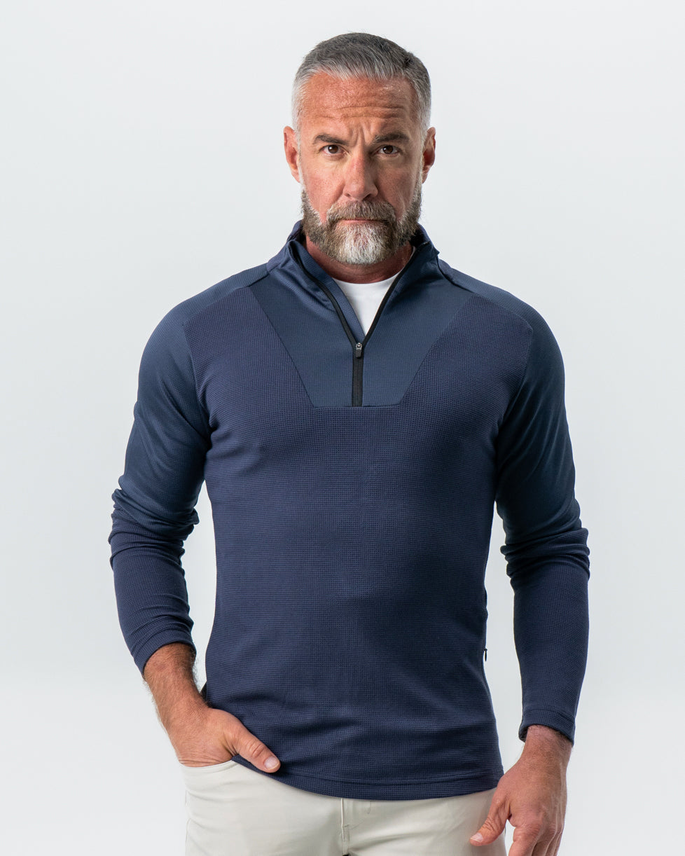 State & Liberty Waffle Knit Quarter Zip - Navy