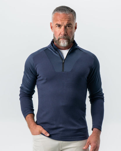 State & Liberty Waffle Knit Quarter Zip - Navy