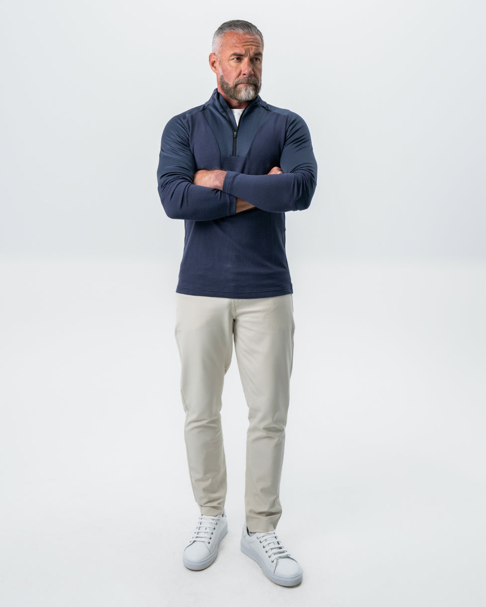State & Liberty Waffle Knit Quarter Zip - Navy