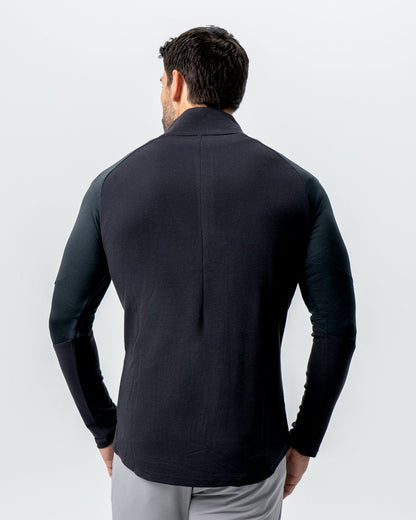 State & Liberty Waffle Knit Quarter Zip - Solid Black