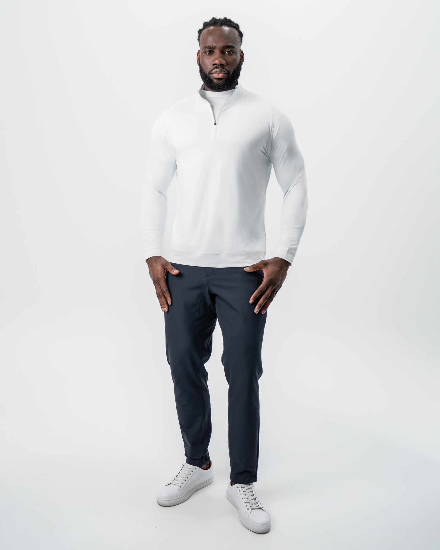 State & Liberty Tech Quarter Zip - White