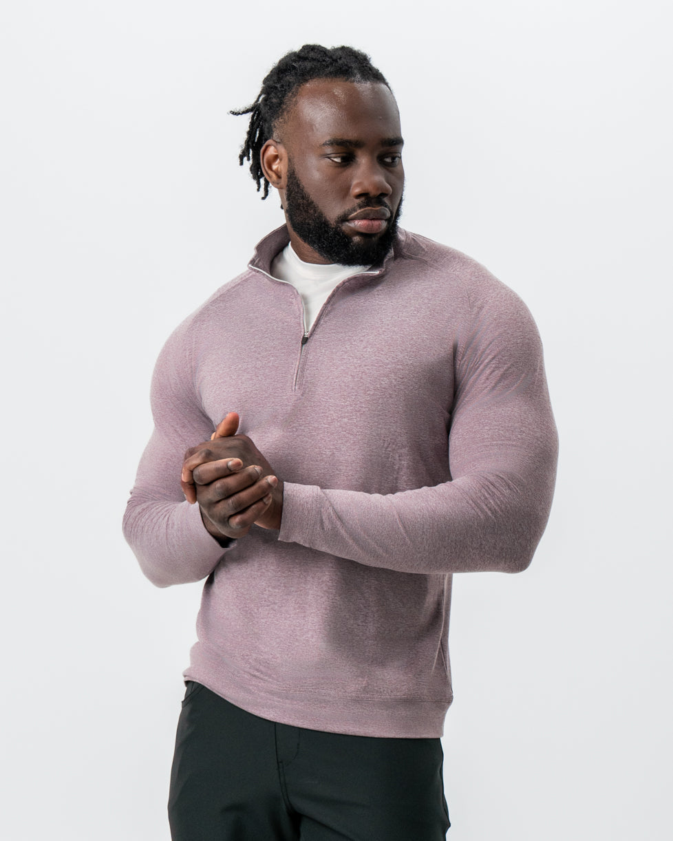 State & Liberty Tech Quarter Zip - Heathered Crimson