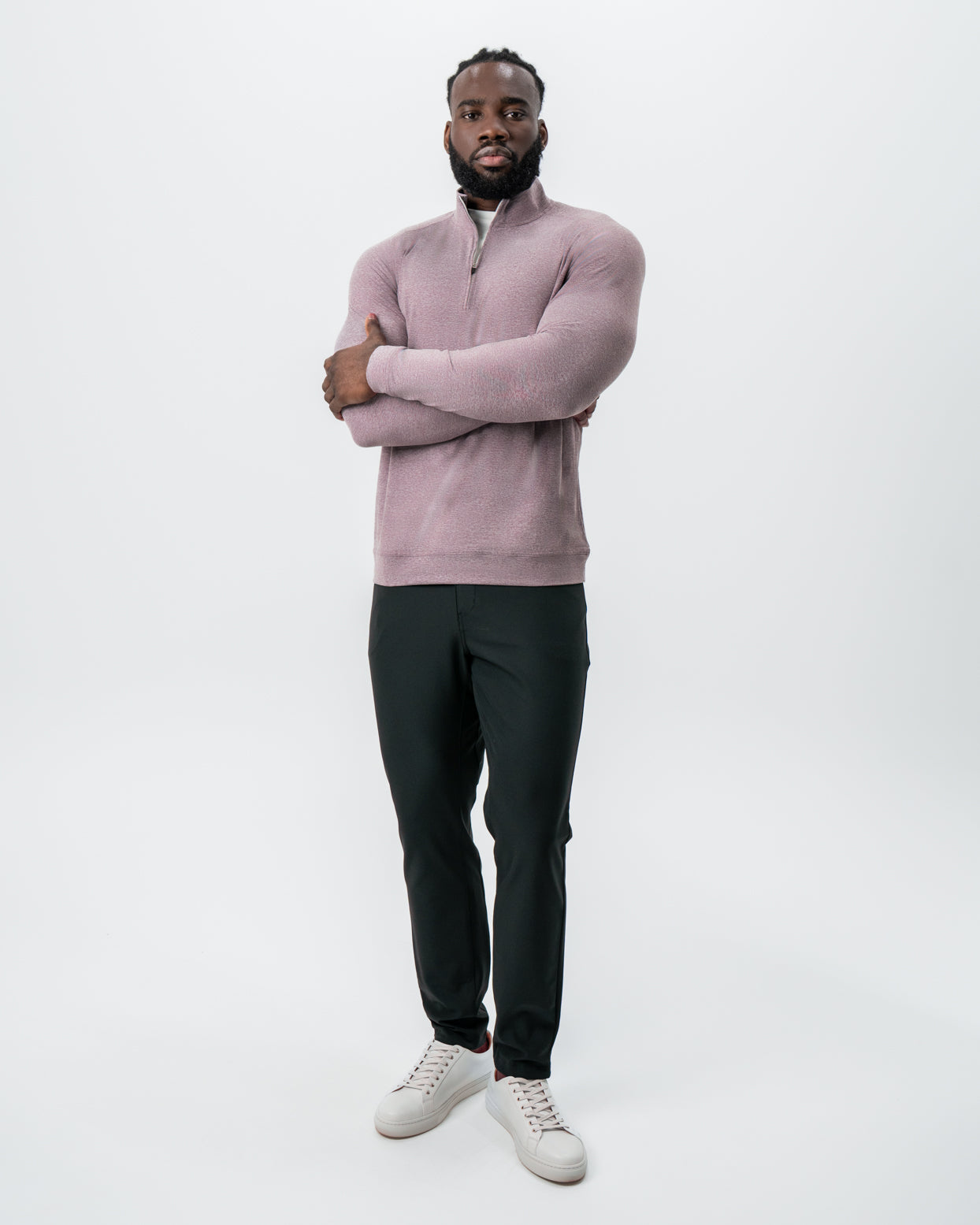 State & Liberty Tech Quarter Zip - Heathered Crimson