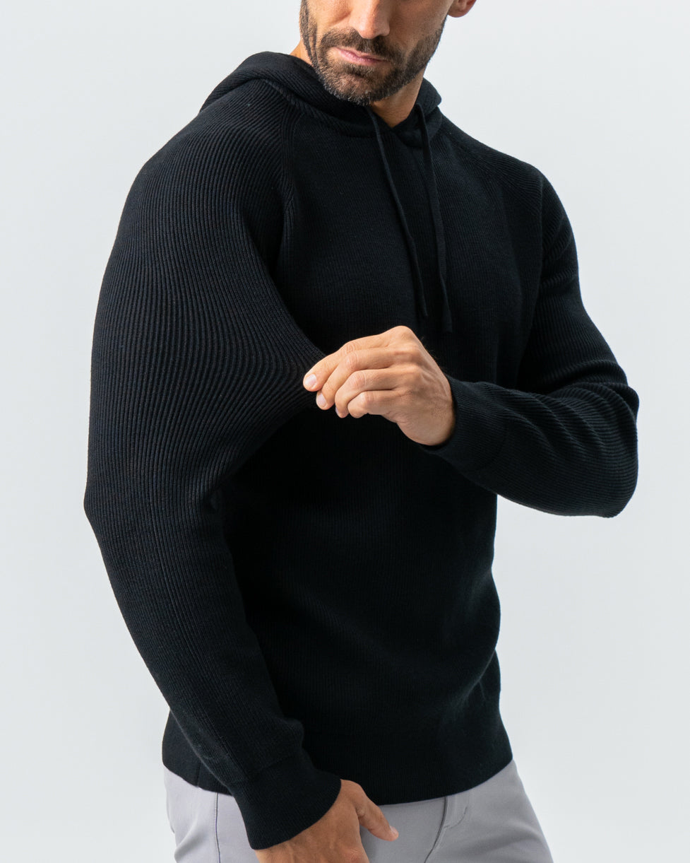 State & Liberty Heavy Knit Hoodie - Black