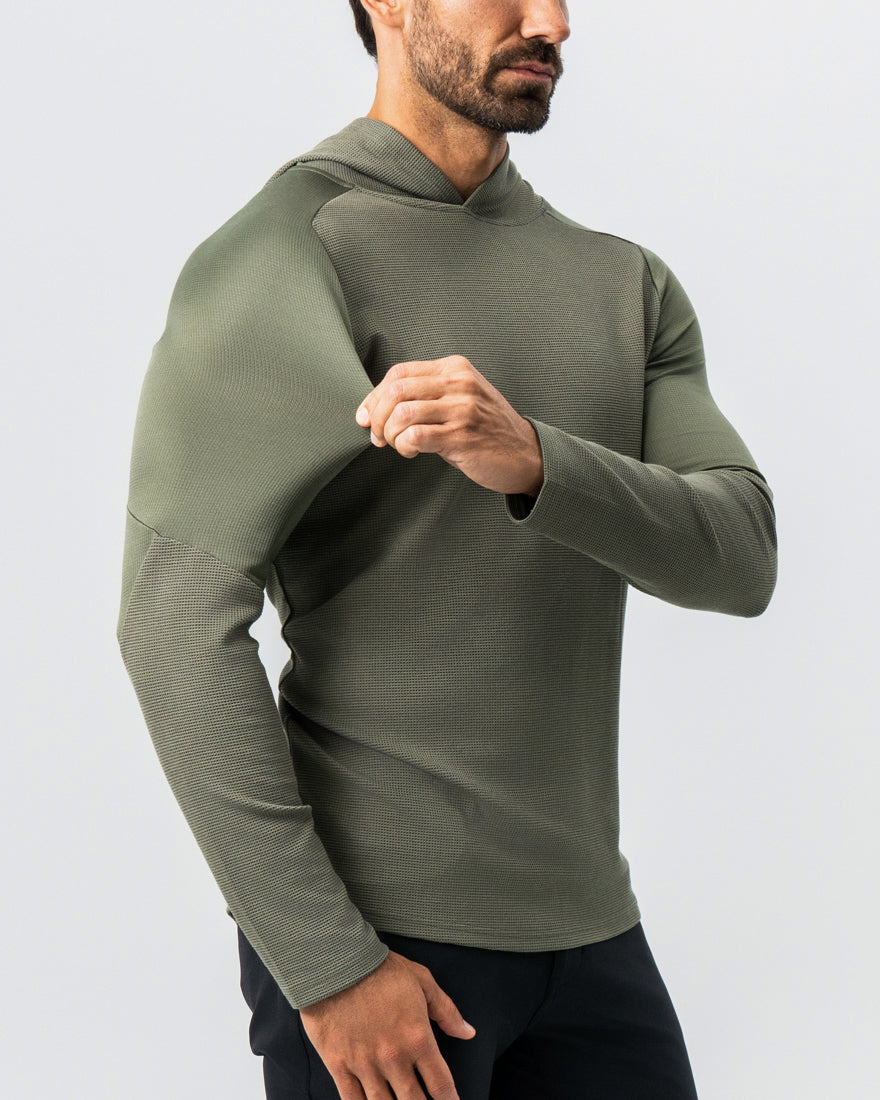 State & Liberty Waffle Knit Hoodie - Olive