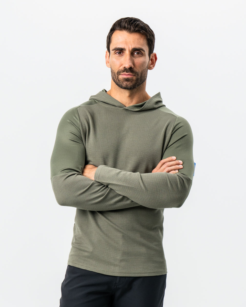 State & Liberty Waffle Knit Hoodie - Olive