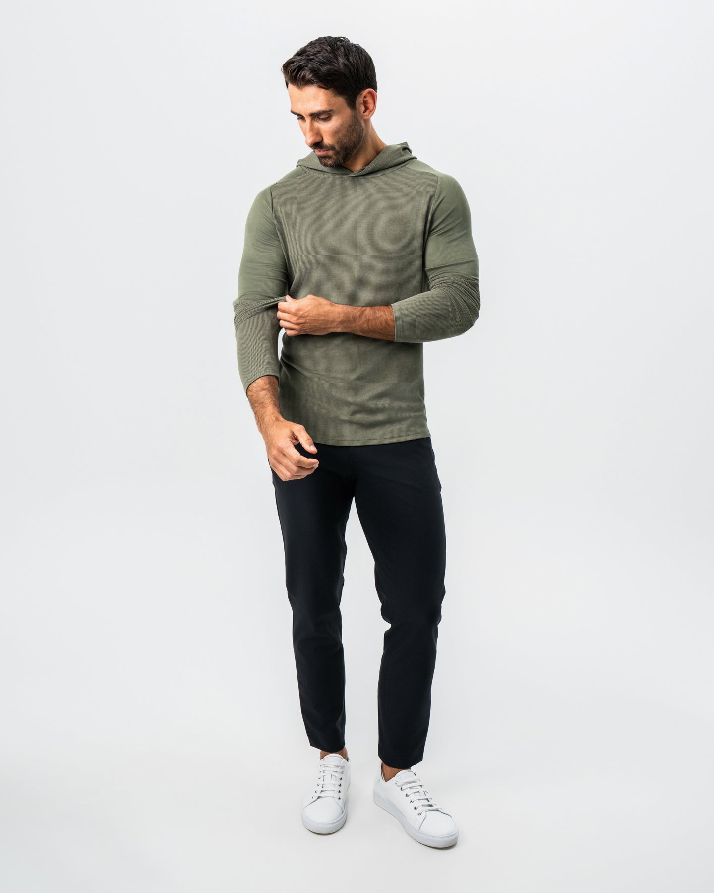 State & Liberty Waffle Knit Hoodie - Olive