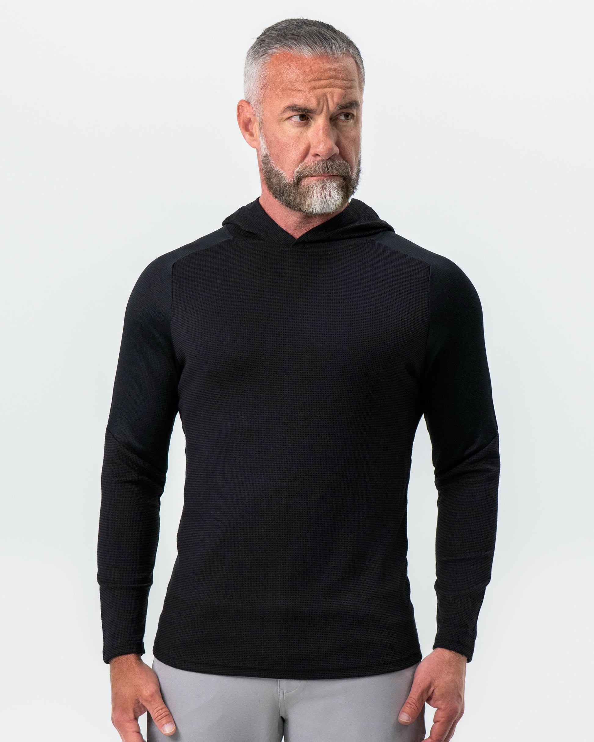 State & Liberty Waffle Knit Hoodie - Black