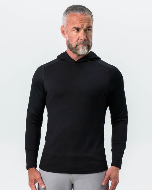 State & Liberty Waffle Knit Hoodie - Black