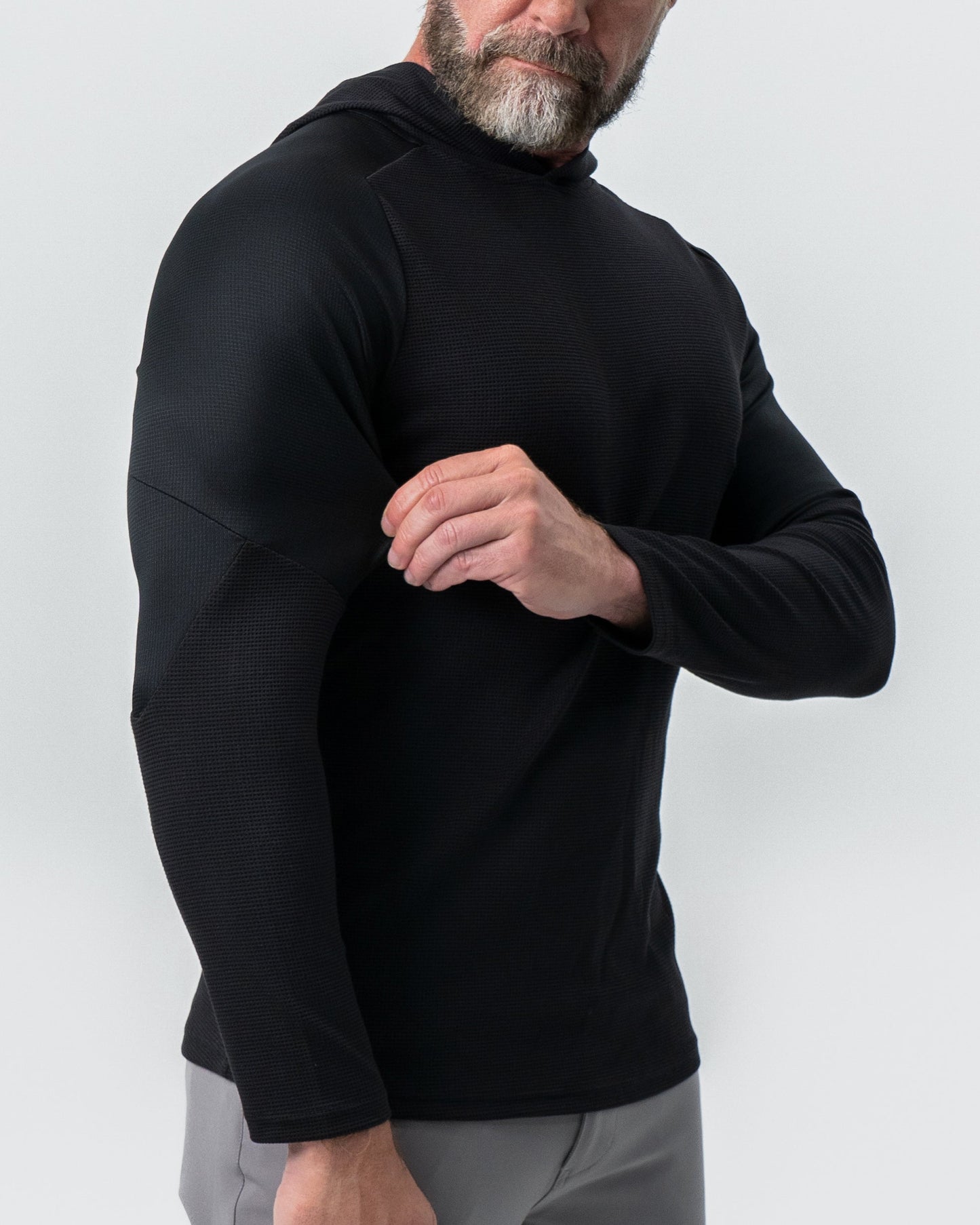 State & Liberty Waffle Knit Hoodie - Black