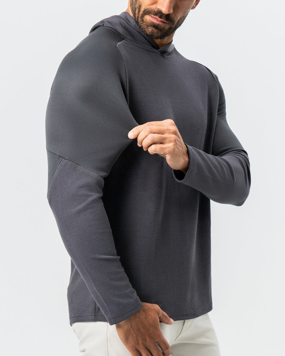 State & Liberty Waffle Knit Hoodie - Charcoal