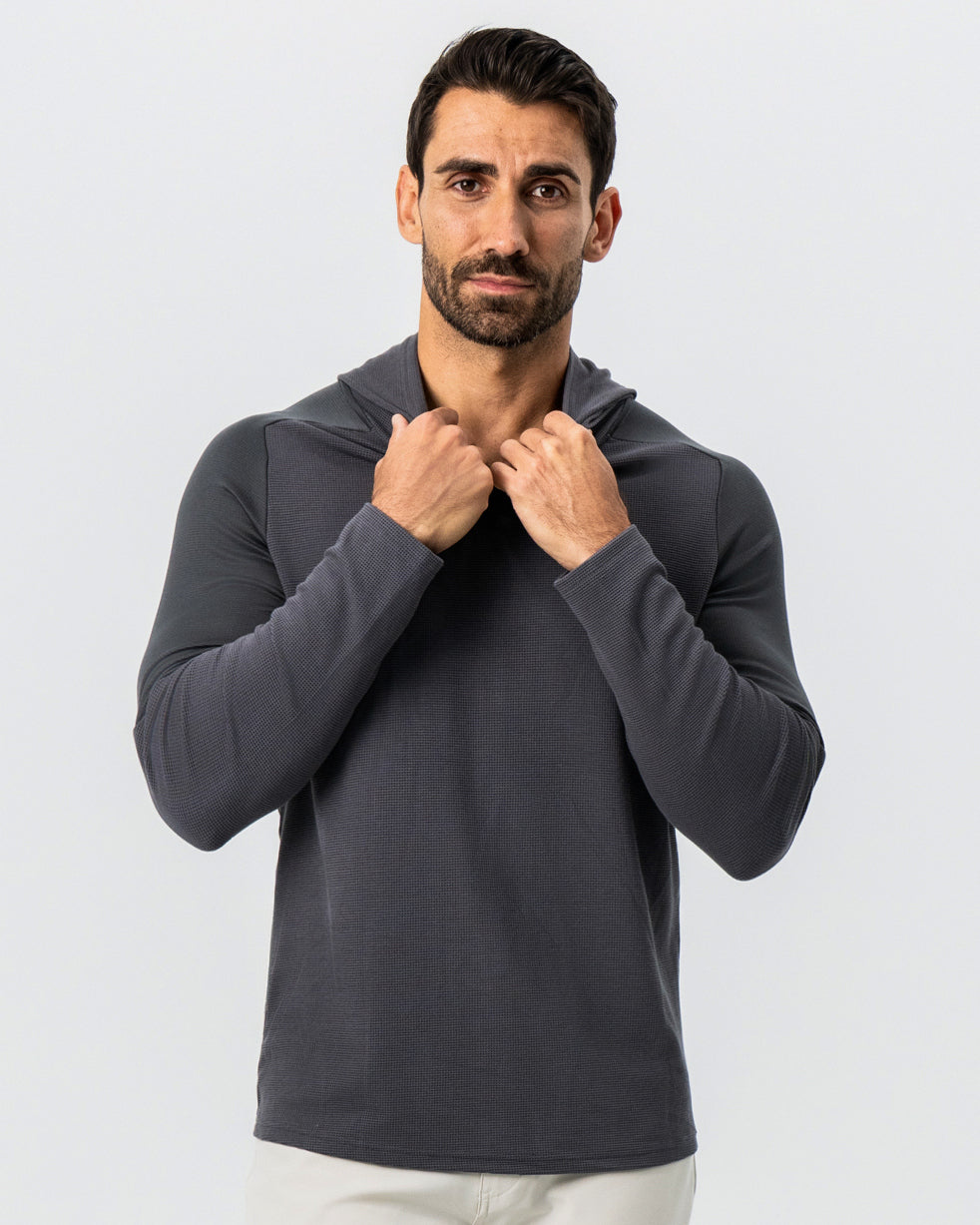 State & Liberty Waffle Knit Hoodie - Charcoal