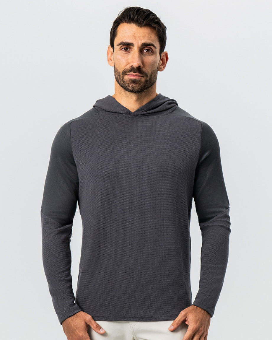 State & Liberty Waffle Knit Hoodie - Charcoal