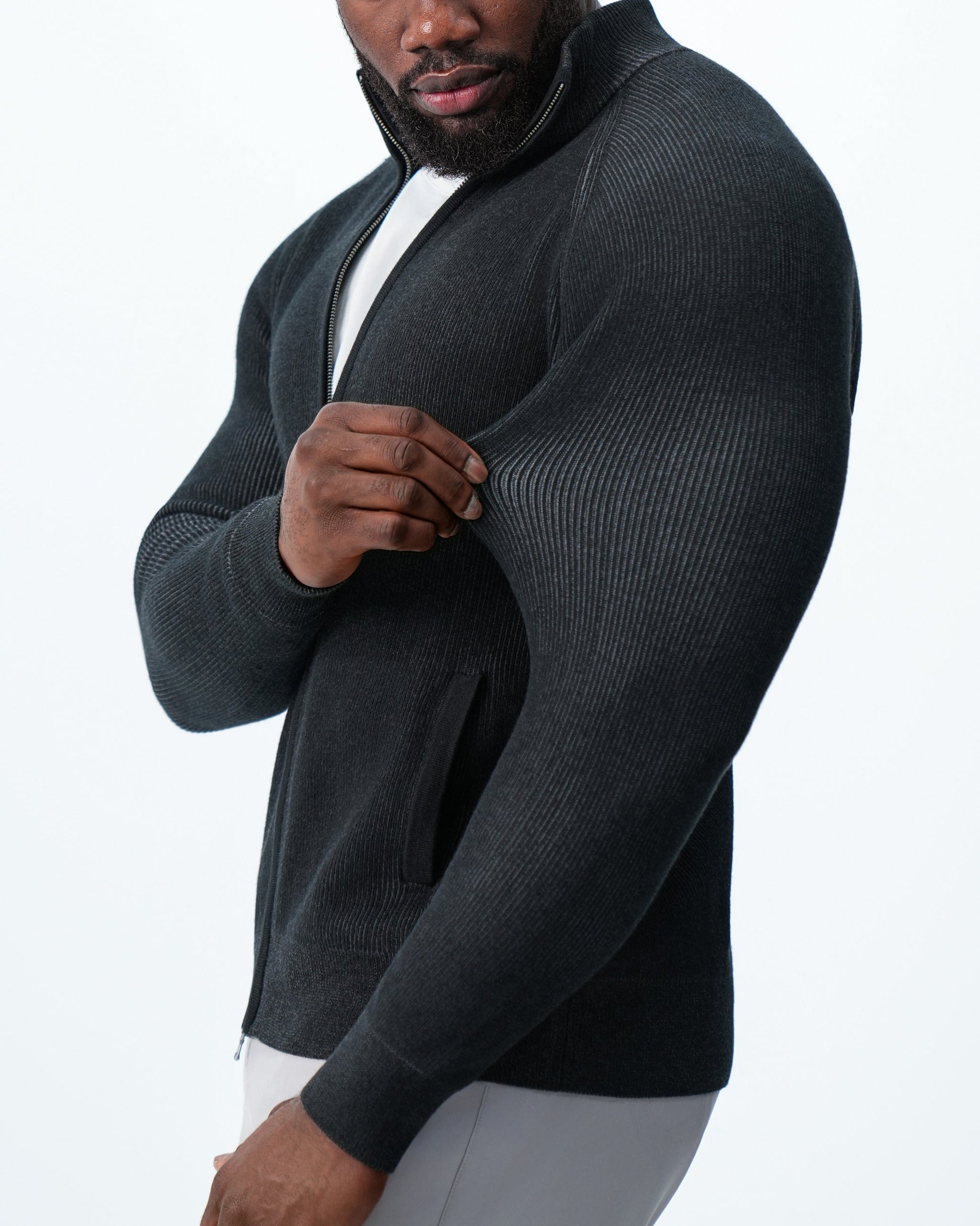 State & Liberty Mid-Weight Sweater Bomber - Black