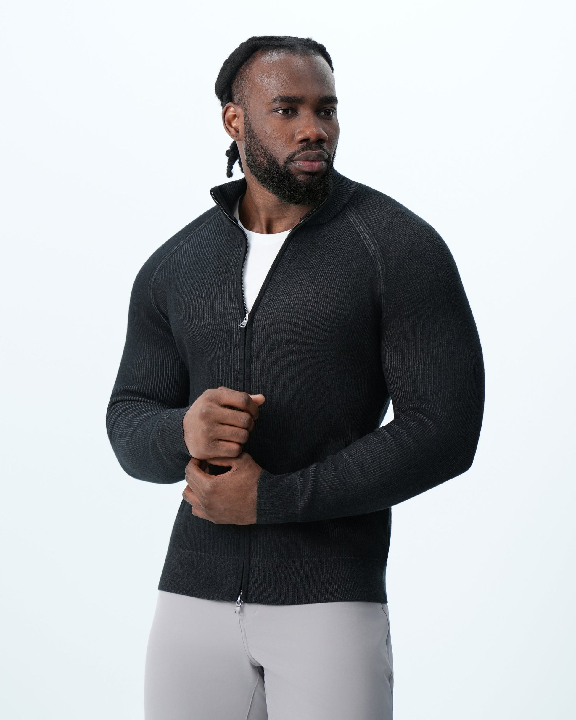 State & Liberty Mid-Weight Sweater Bomber - Black