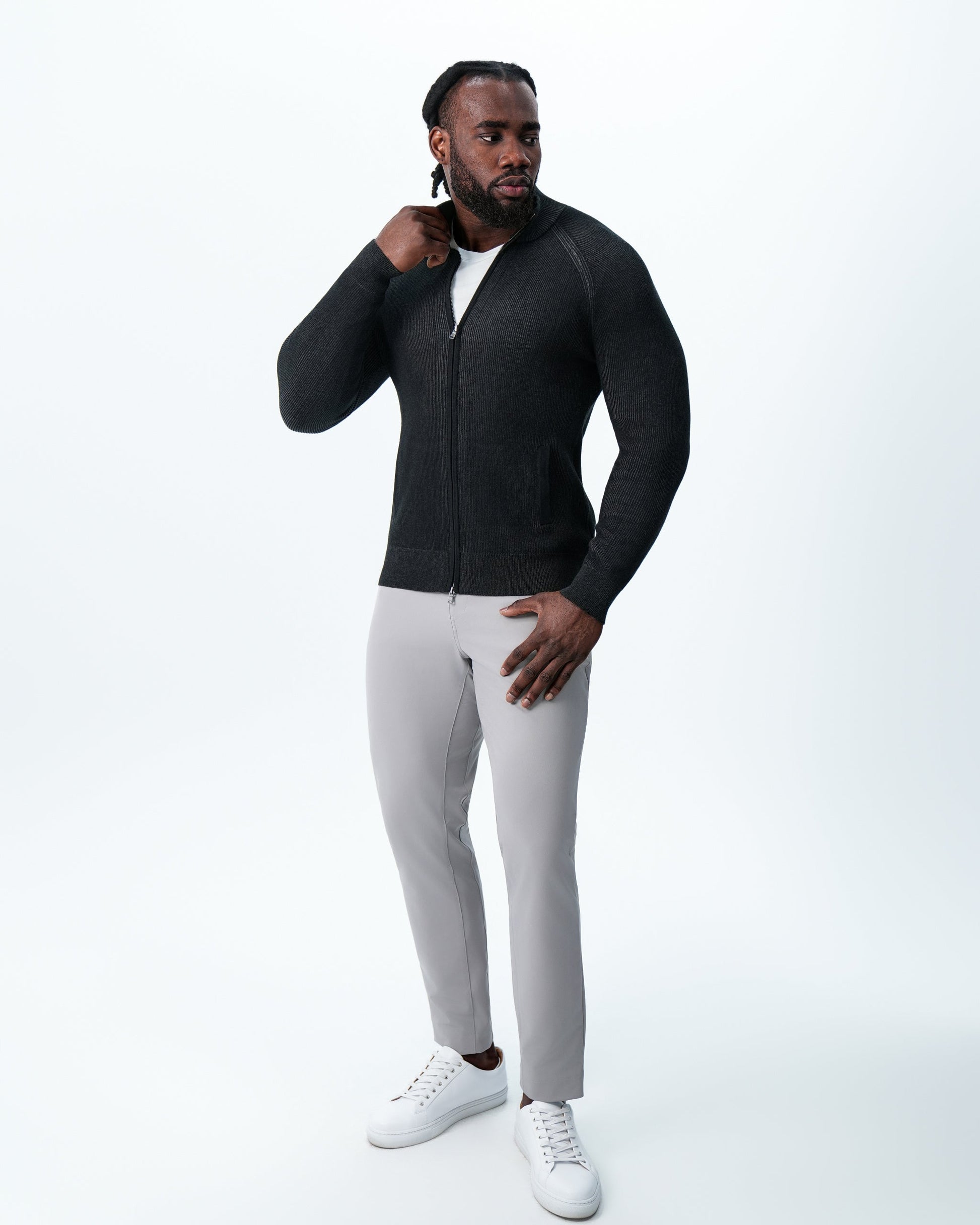 State & Liberty Mid-Weight Sweater Bomber - Black