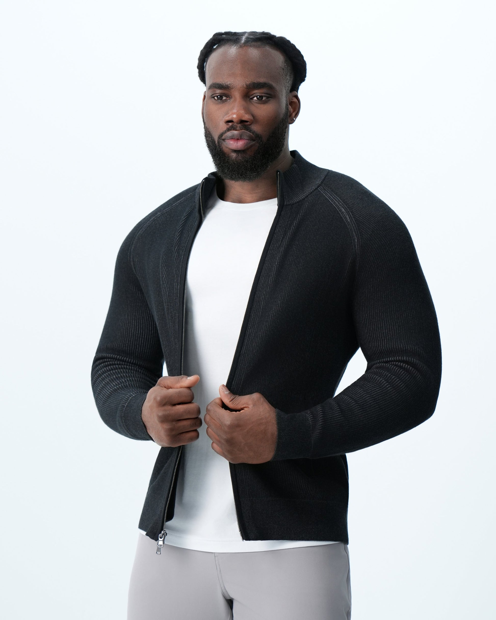 State & Liberty Mid-Weight Sweater Bomber - Black