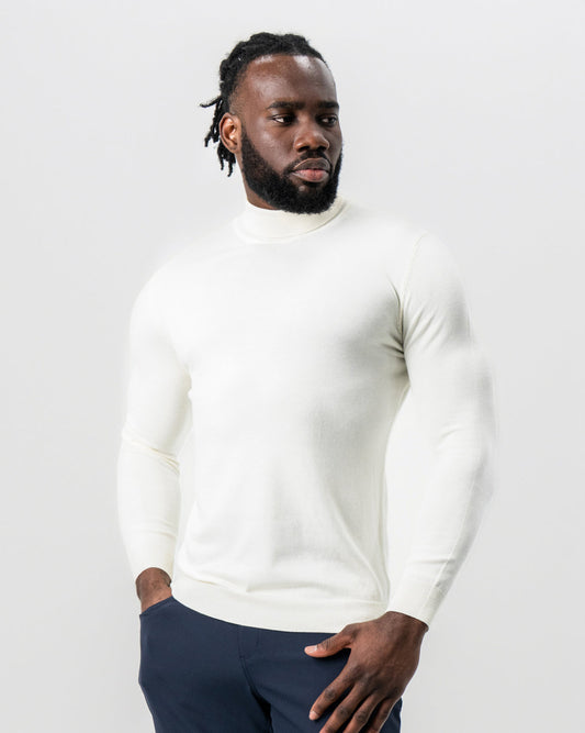 State & Liberty Mid-Weight Wool Turtleneck - Cream