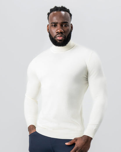 State & Liberty Mid-Weight Wool Turtleneck - Cream