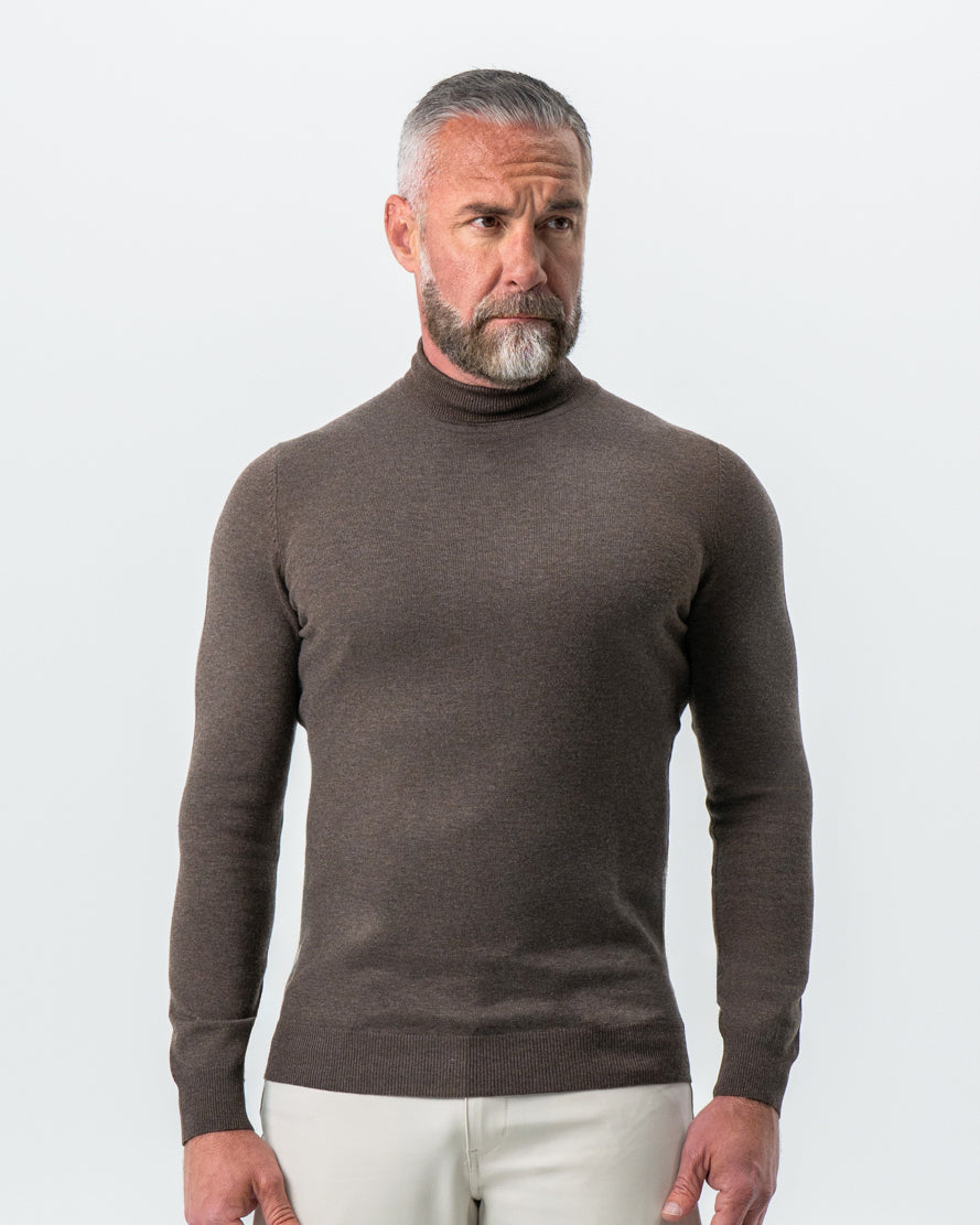 State & Liberty Mid-Weight Wool Turtleneck - Brown