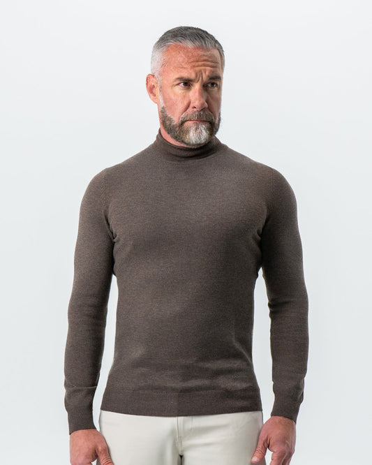 State & Liberty Mid-Weight Wool Turtleneck - Brown