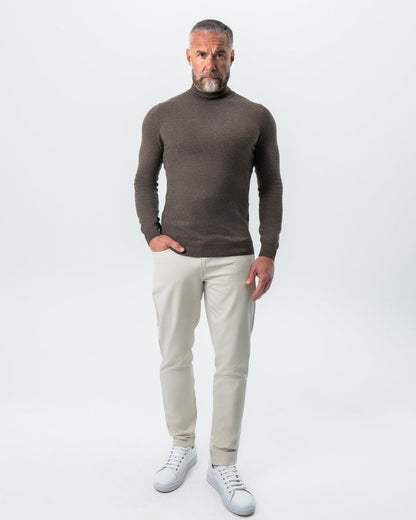 State & Liberty Mid-Weight Wool Turtleneck - Brown