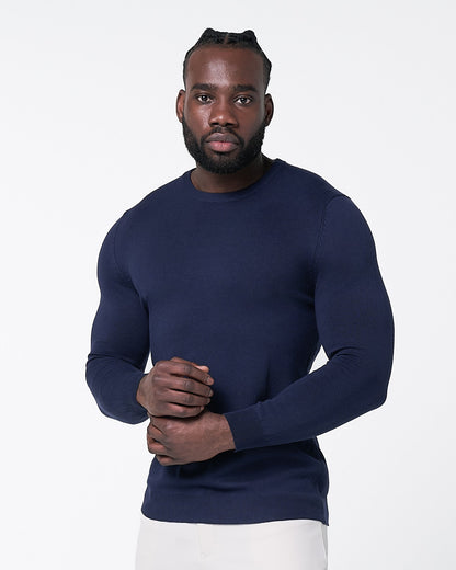 State & Liberty Mid-Weight Wool Crewneck - Navy