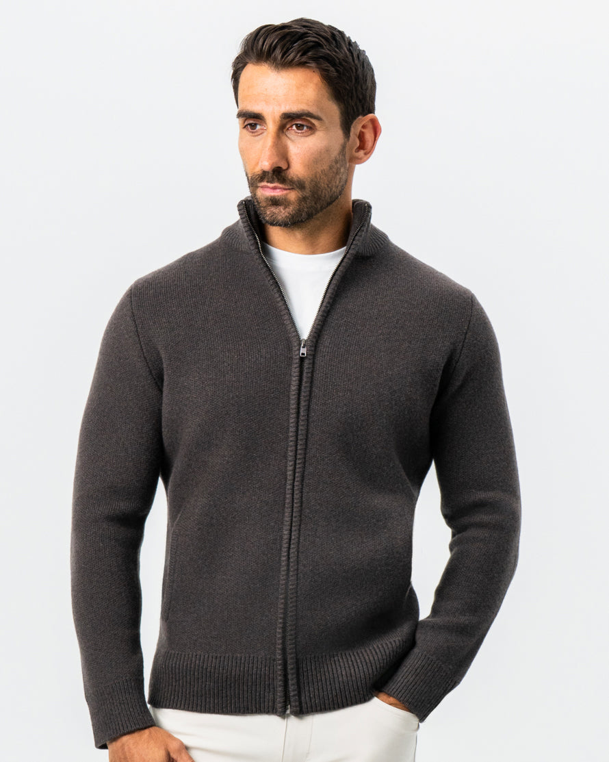 State & Liberty Knit Sweater Bomber - Brown