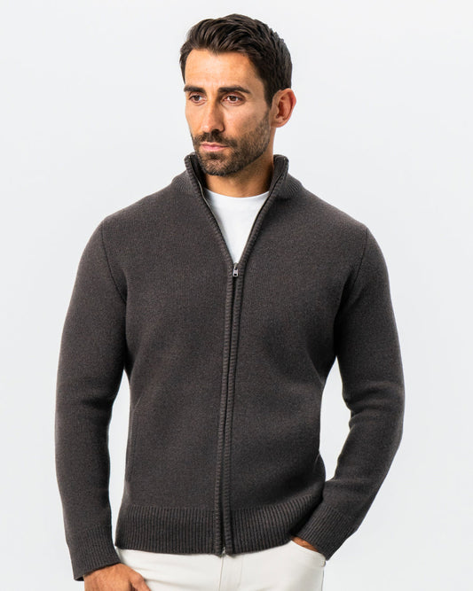 State & Liberty Knit Sweater Bomber - Brown