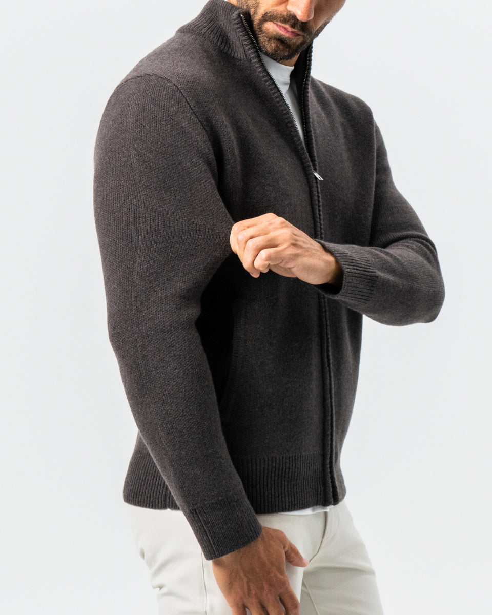 State & Liberty Knit Sweater Bomber - Brown