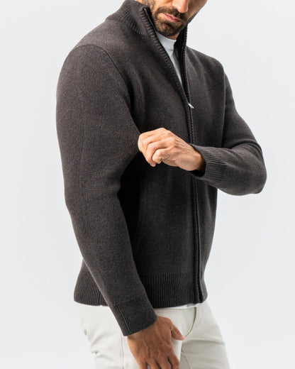State & Liberty Knit Sweater Bomber - Brown