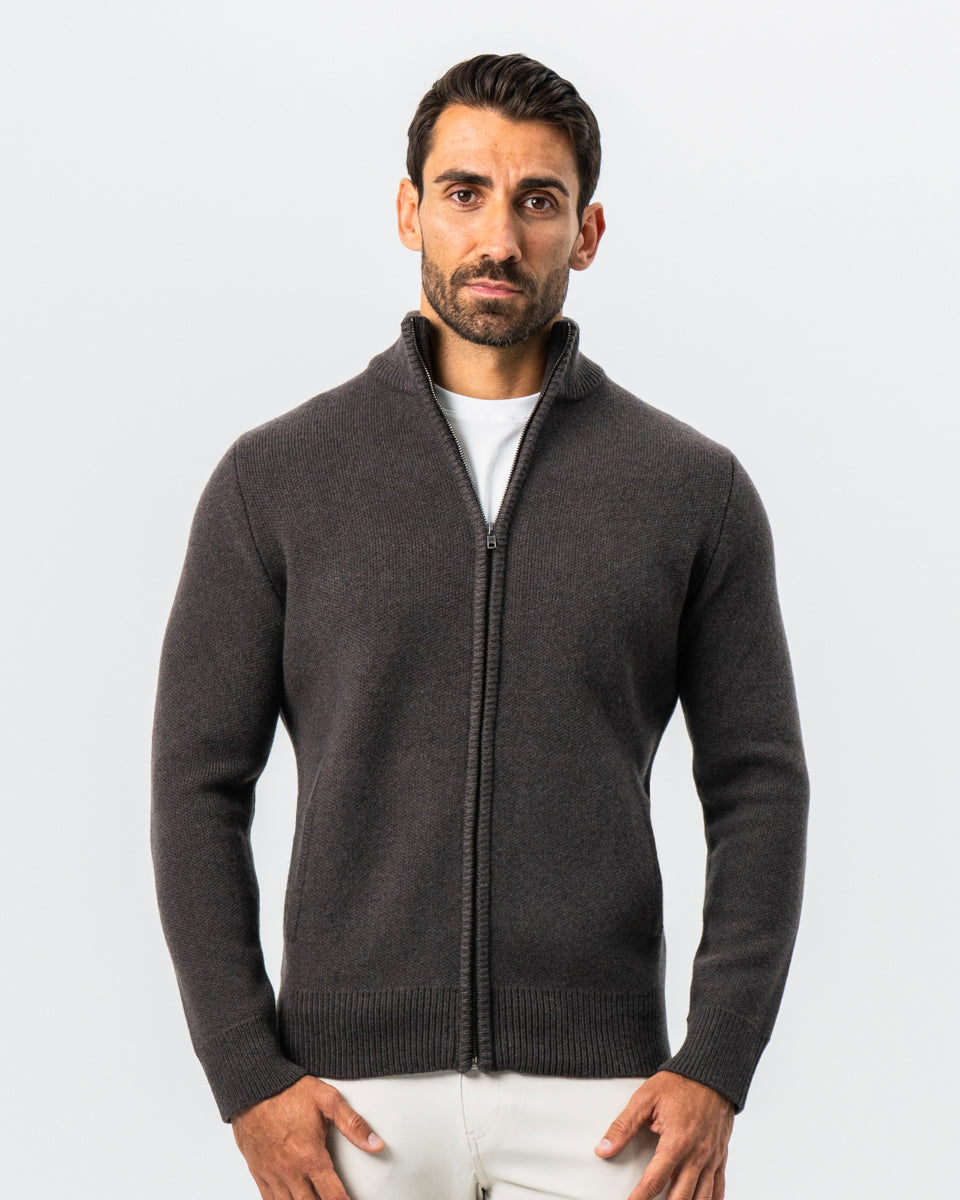 State & Liberty Knit Sweater Bomber - Brown