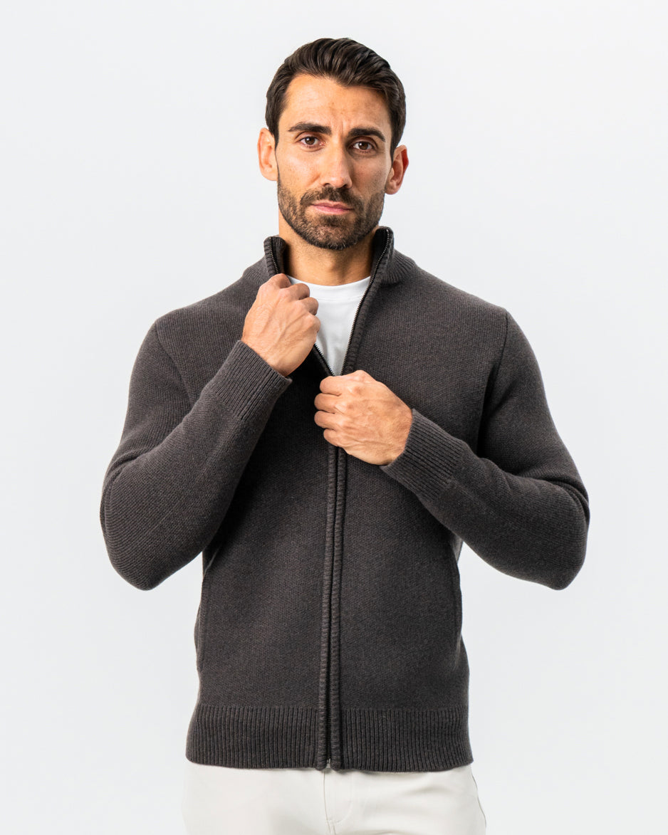 State & Liberty Knit Sweater Bomber - Brown