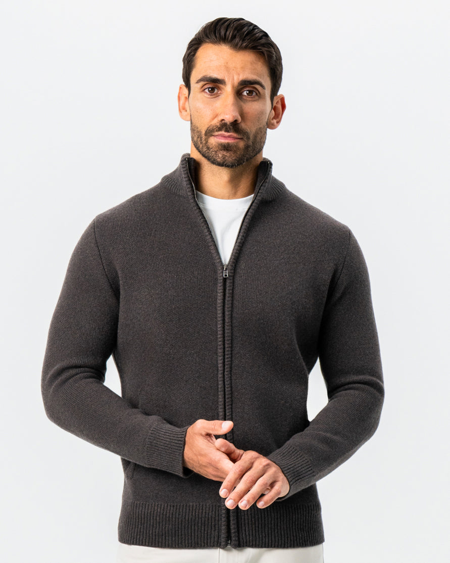 State & Liberty Knit Sweater Bomber - Brown