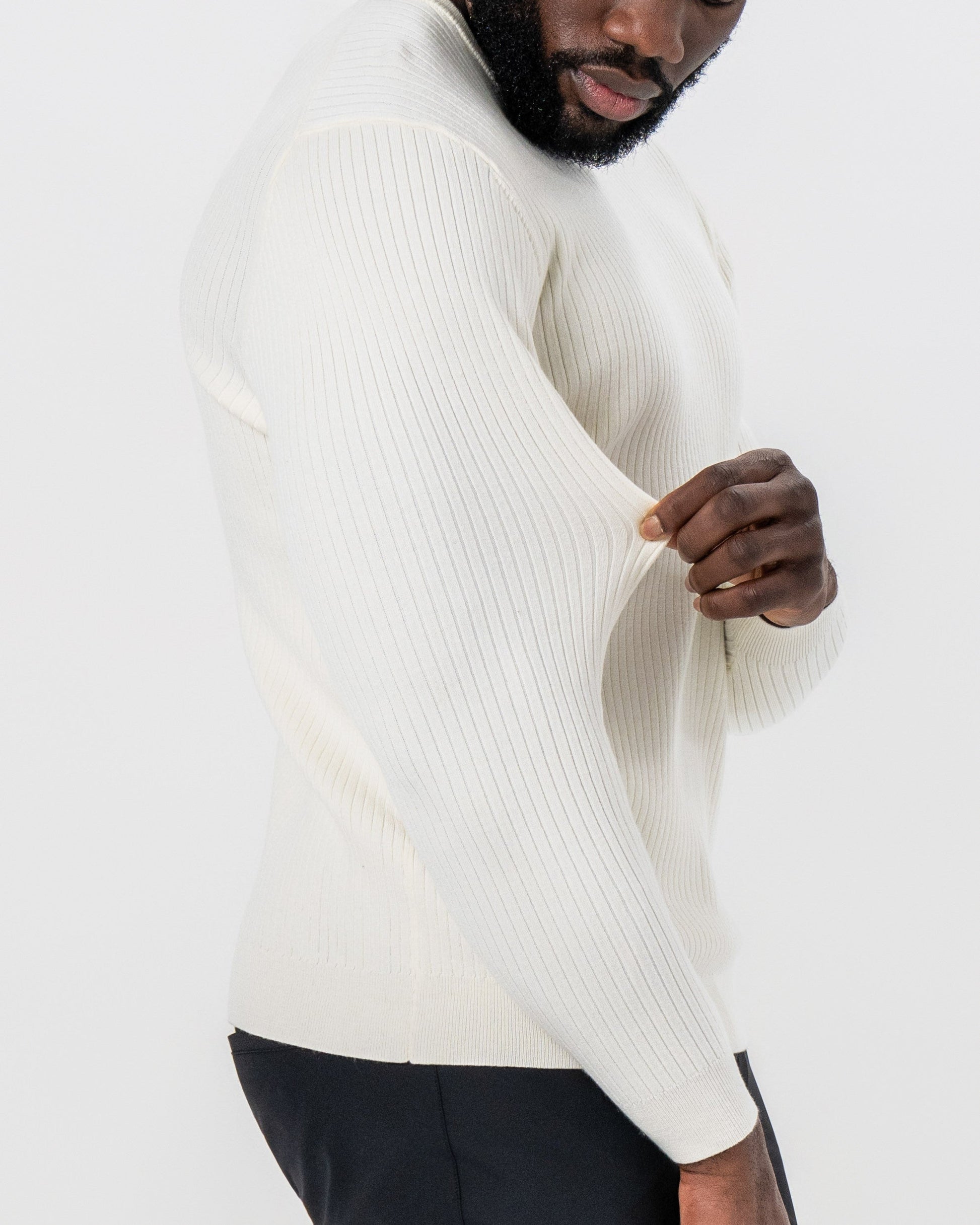 State & Liberty Mid-Weight Ribbed Knit Crewneck Sweater - Cream