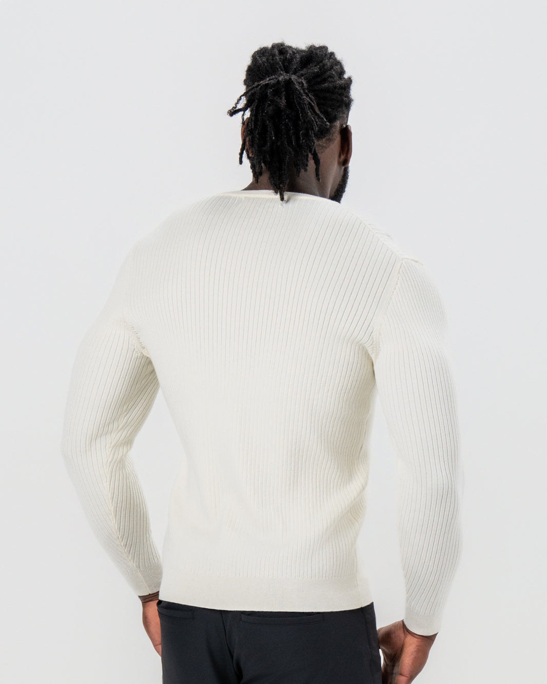 State & Liberty Mid-Weight Ribbed Knit Crewneck Sweater - Cream