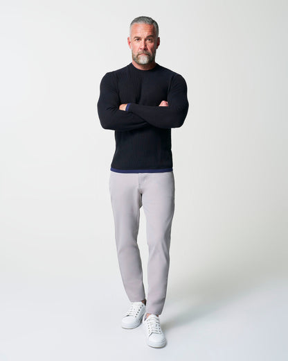State & Liberty Lightweight Ribbed Knit Crewneck Sweater - Navy & Black