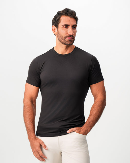 State & Liberty Brushed Mid-Weight Short Sleeve Crewneck - Black
