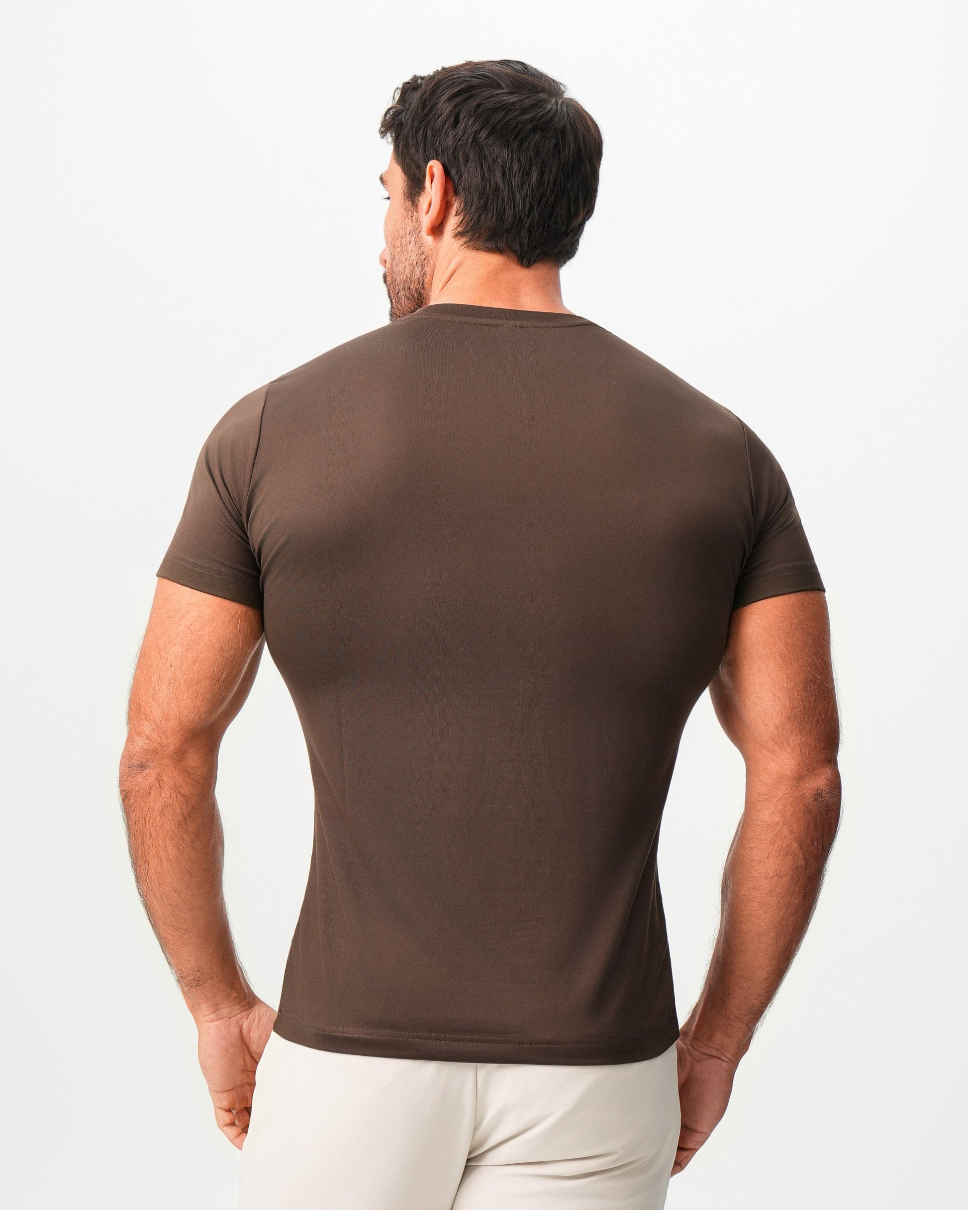 State & Liberty Brushed Mid-Weight Short Sleeve Crewneck - Dark Brown