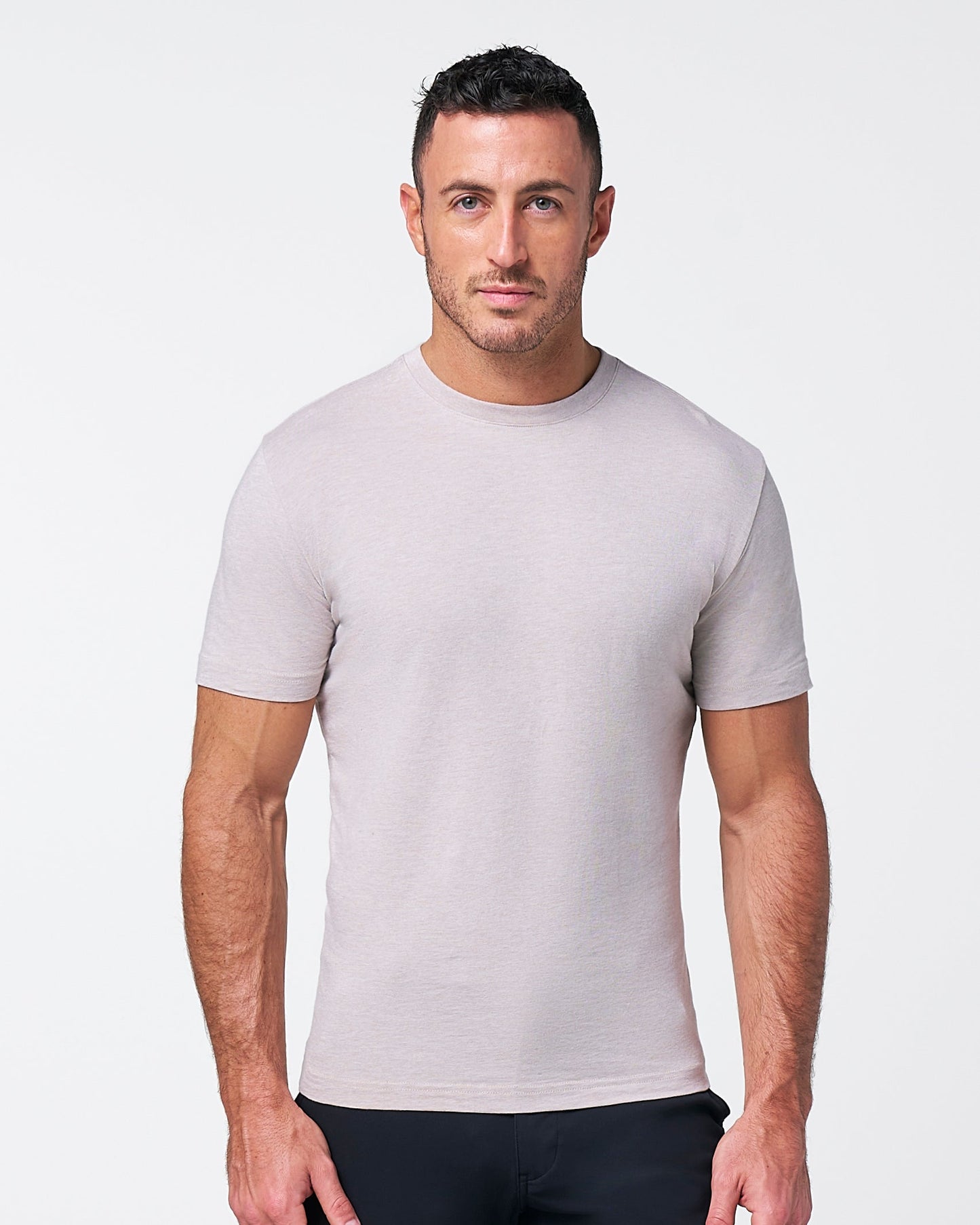State & Liberty "The Sinclair" Heathered Cream Short Sleeve Crewneck