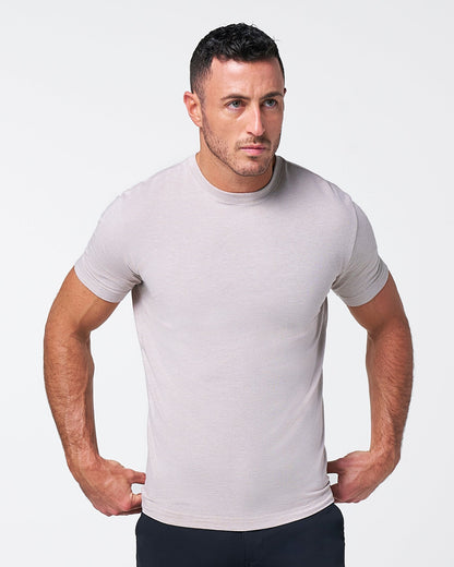 State & Liberty "The Sinclair" Heathered Cream Short Sleeve Crewneck