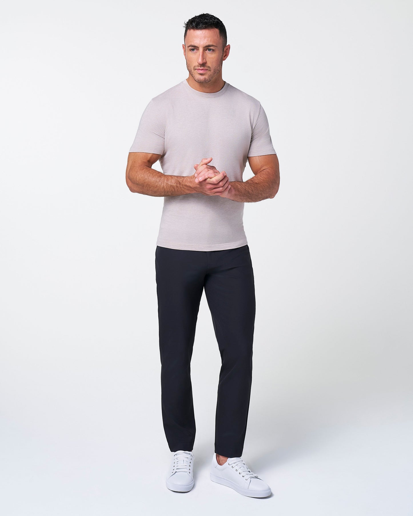 State & Liberty "The Sinclair" Heathered Cream Short Sleeve Crewneck