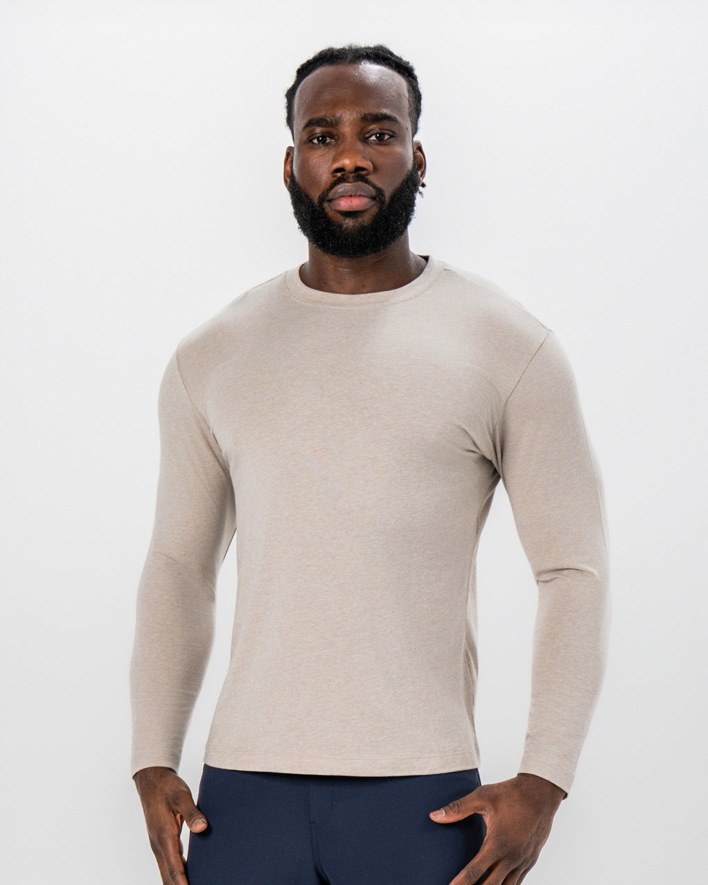 State & Liberty "The Landon" Heathered Cream Long Sleeve Crewneck