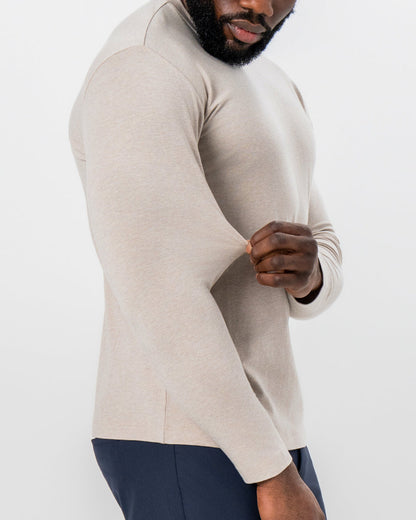 State & Liberty "The Landon" Heathered Cream Long Sleeve Crewneck