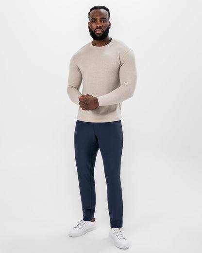 State & Liberty "The Landon" Heathered Cream Long Sleeve Crewneck