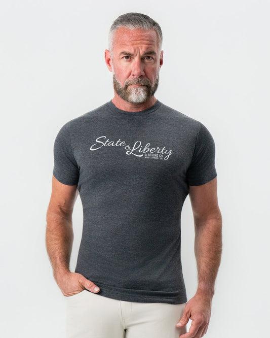 State & Liberty Logo T-Shirt - Charcoal